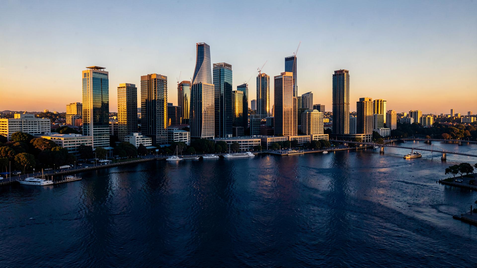 Australian commercial skyline at golden hour