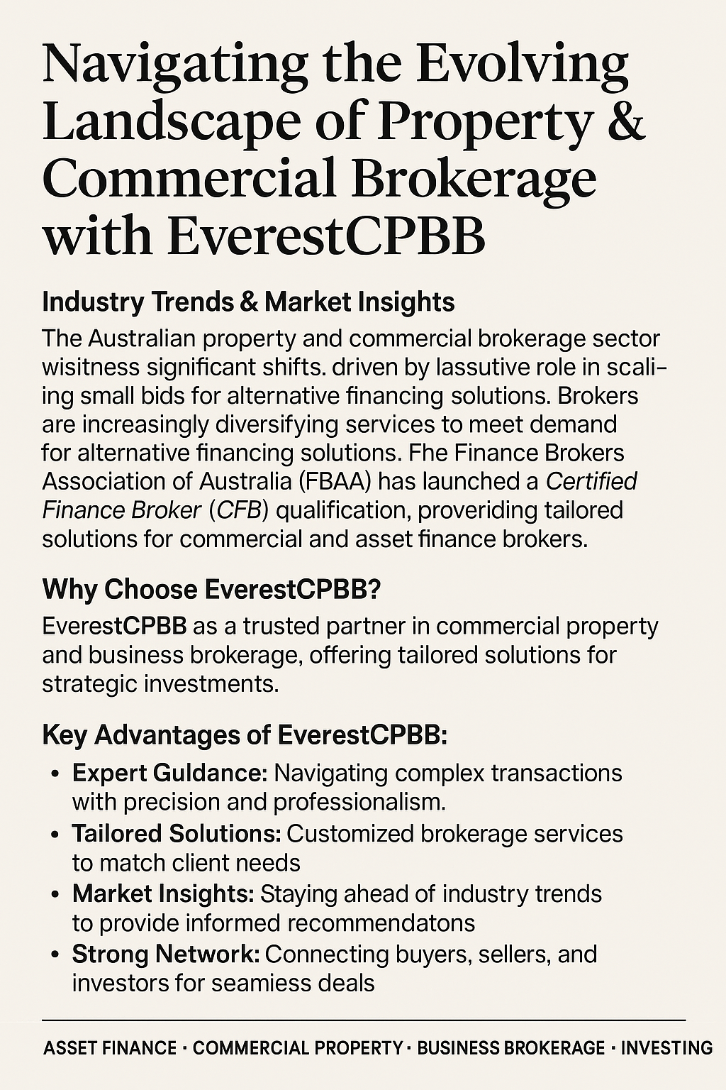 Unlocking Success in Commercial Brokerage: EverestCPBB’s Guide to Smart Investments